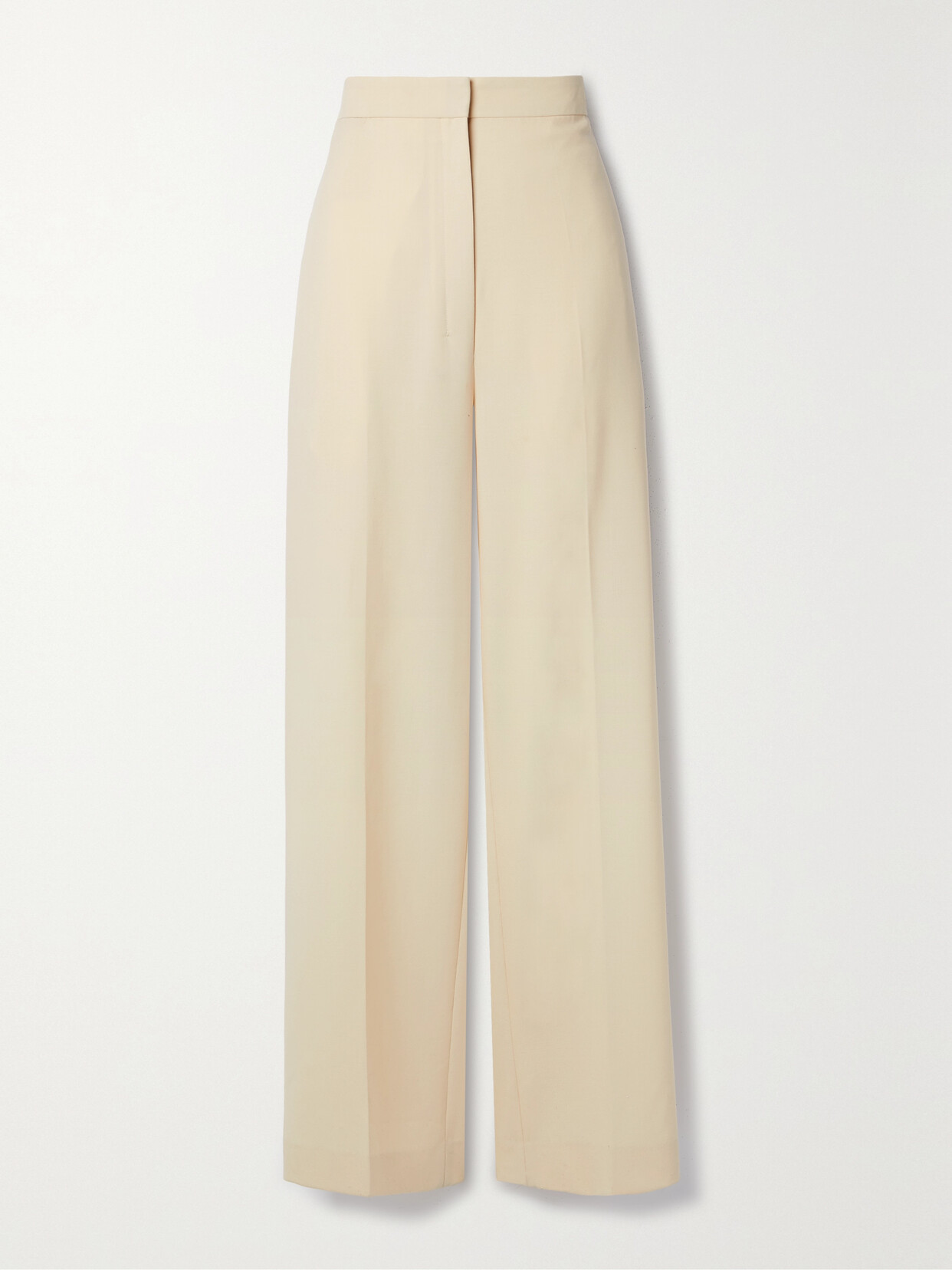 The Row Gordon High-waisted Wool-cotton Wide-leg Pants In Cream