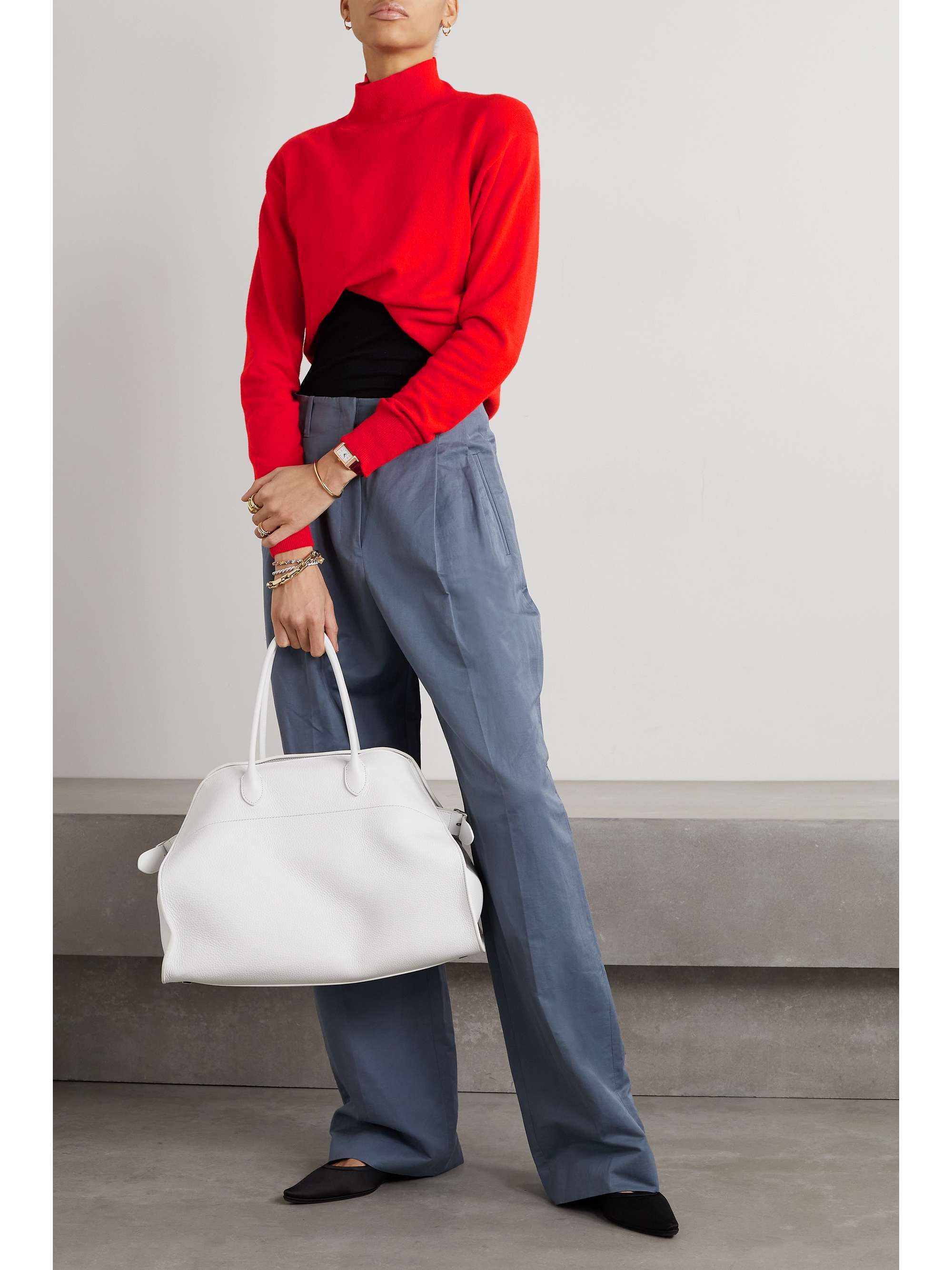 THE ROW Callan gathered cashmere turtleneck sweater