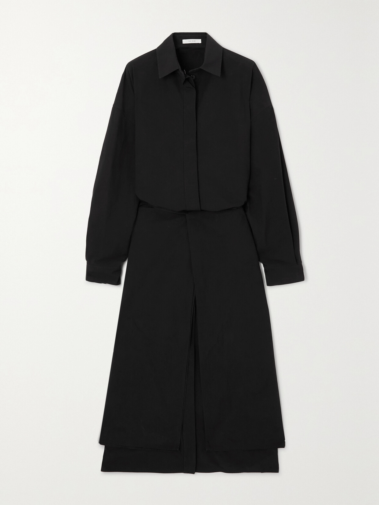 The Row - Hempy Wrap-effect Cotton-poplin Midi Shirt Dress - Black