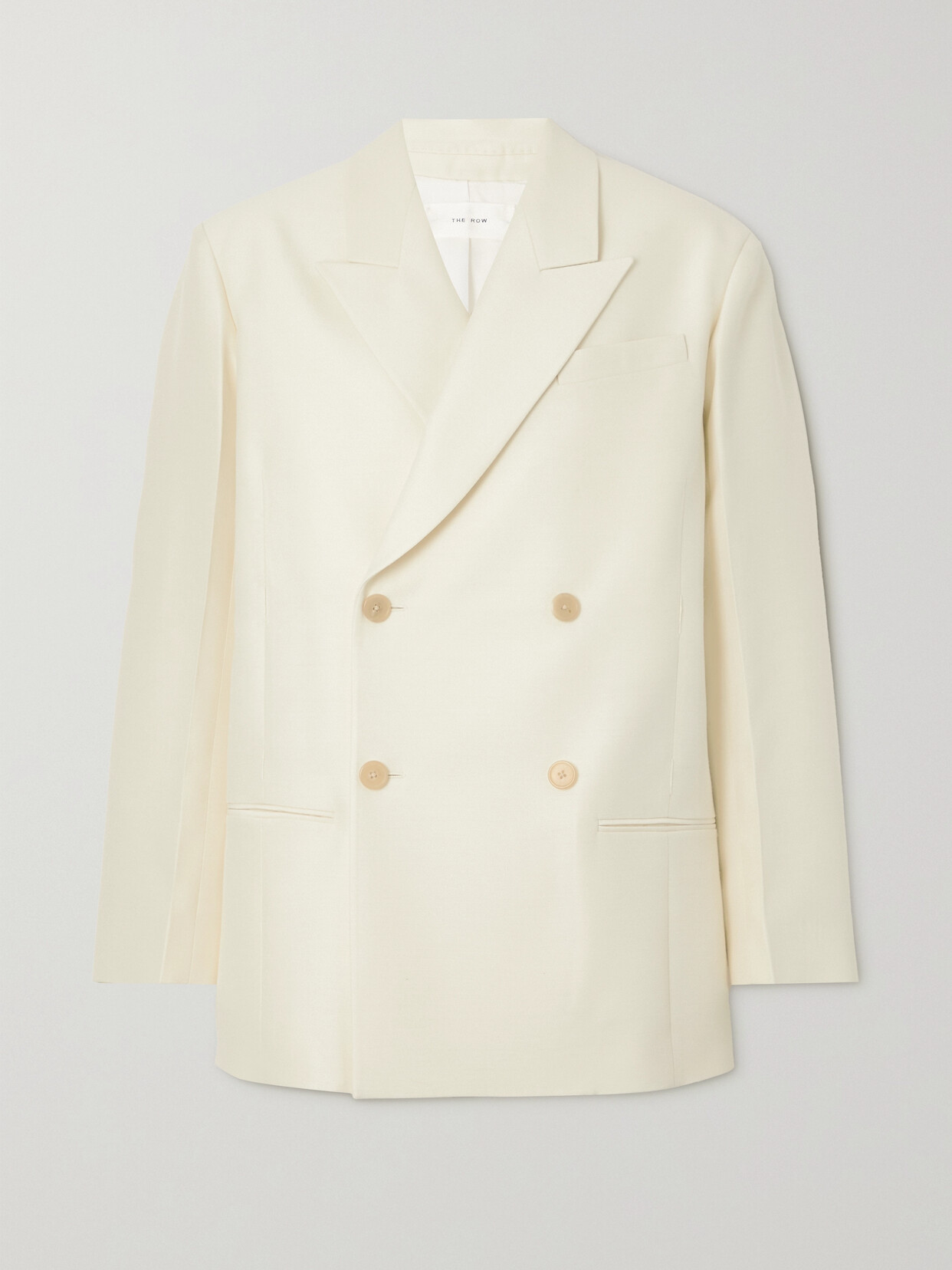 The Row Cosima Oversized Double-breasted Wool And Silk-blend Blazer In Cream