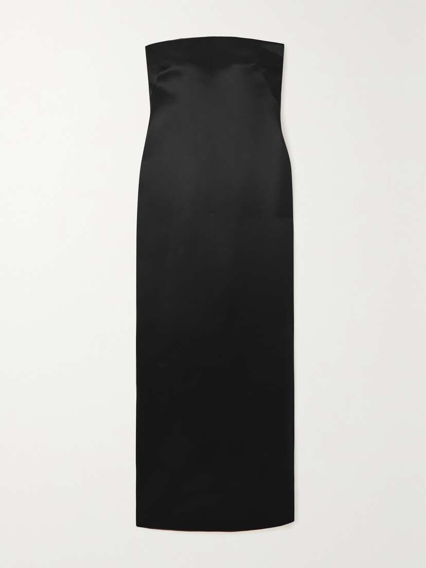 The Row Reeta Strapless Wool And Silk-blend Maxi Dress