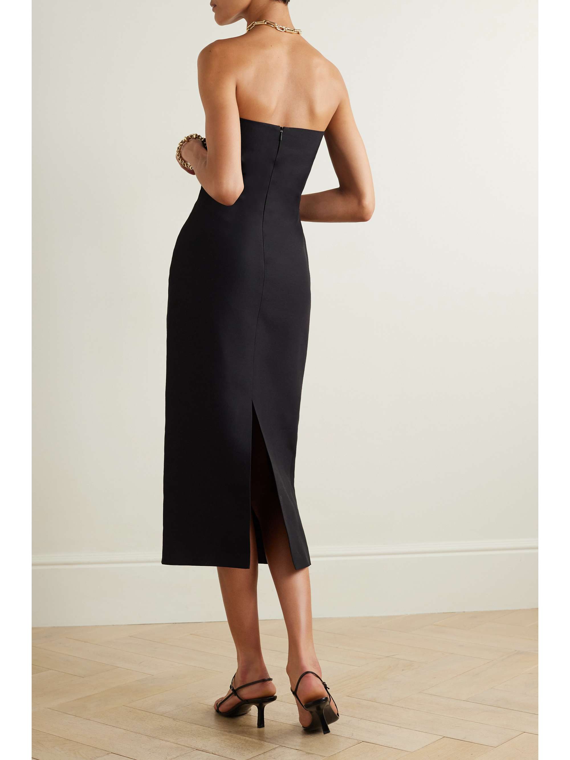 THE ROW Nita strapless wool and silk-blend cady midi dress