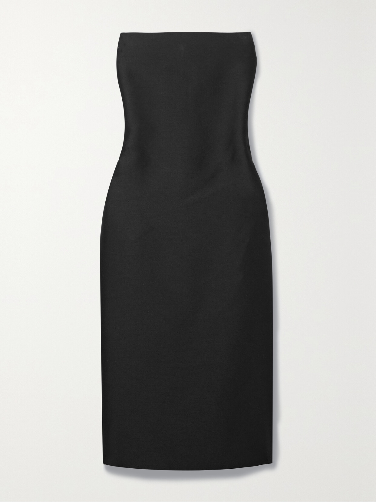 Shop The Row Nita Strapless Wool And Silk-blend Cady Midi Dress In Black