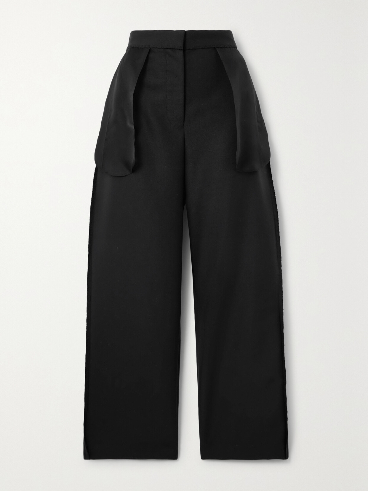 Shop The Row Claudiu Organza-paneled Wool And Mohair-blend Pants In Black