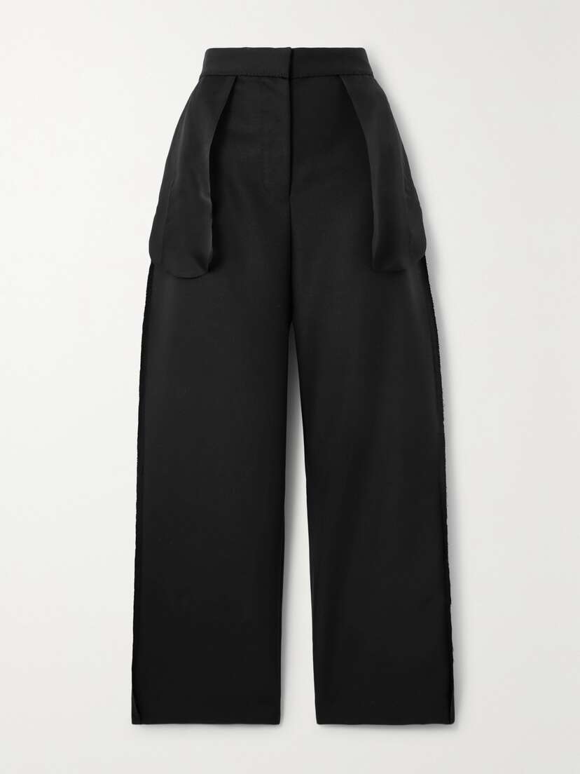 The Row Claudiu Organza-paneled Wool And Mohair-blend Pants