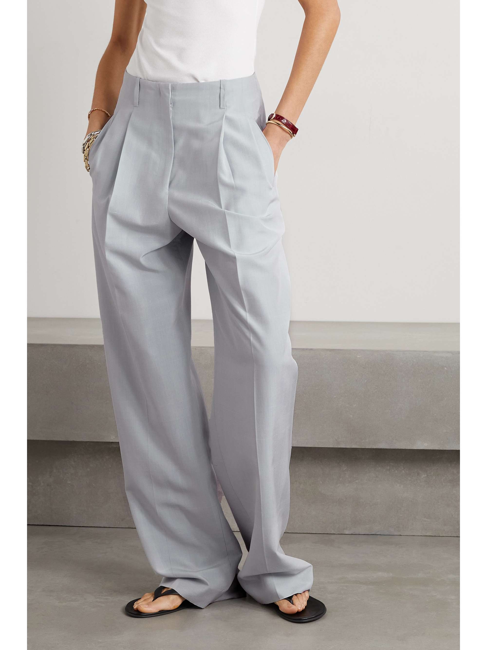 THE ROW Gaugin pleated cotton-poplin wide-leg pants