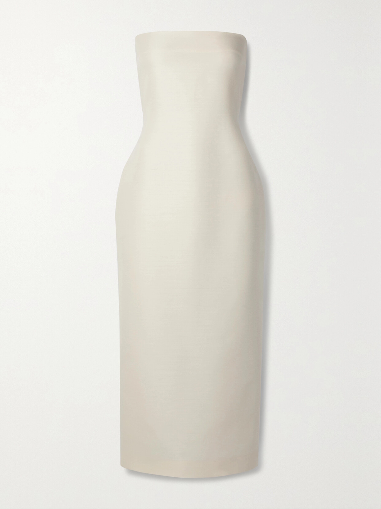 The Row Nita Strapless Wool And Silk-blend Cady Midi Dress In White