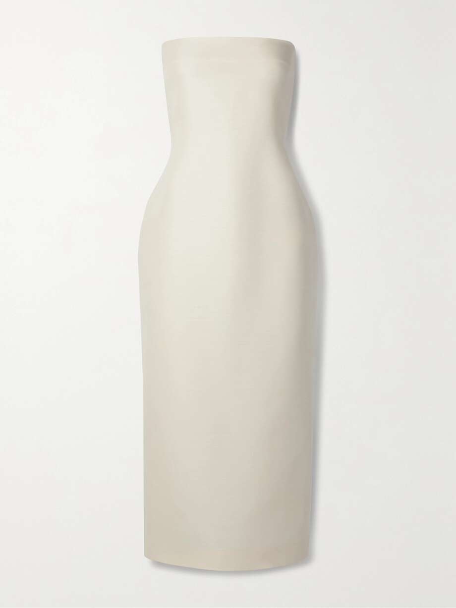 nita strapless wool and silk-blend cady midi dress