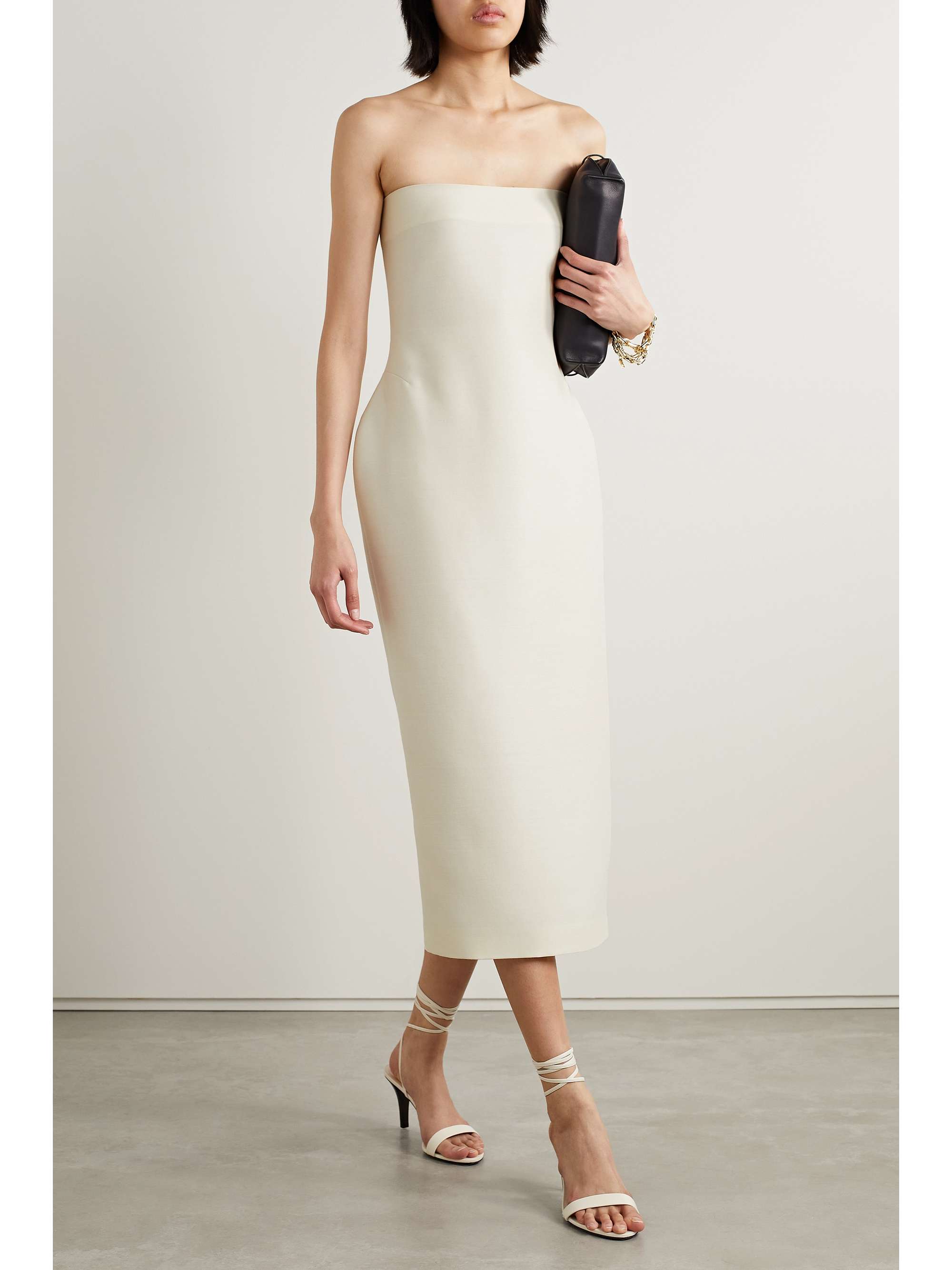 THE ROW Nita strapless wool and silk-blend cady midi dress