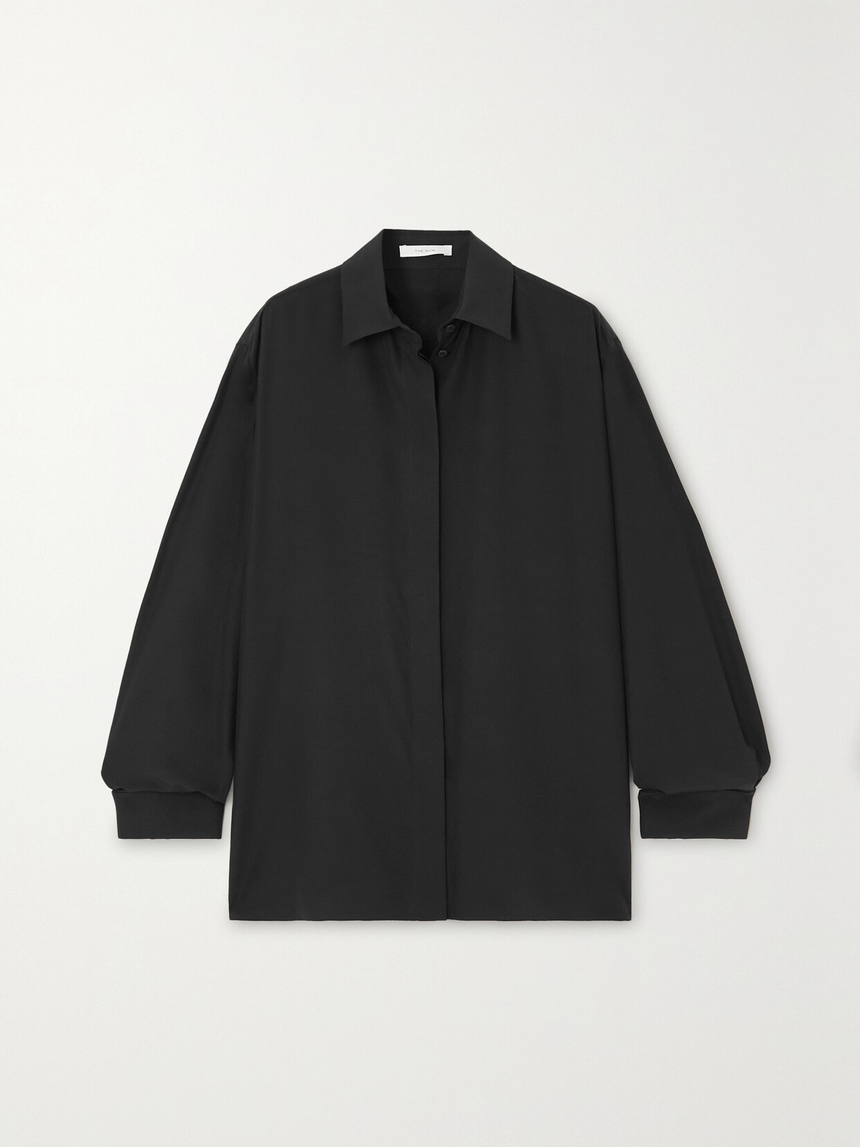 Shop The Row Sisella Oversized Silk And Wool-blend Shirt In Black