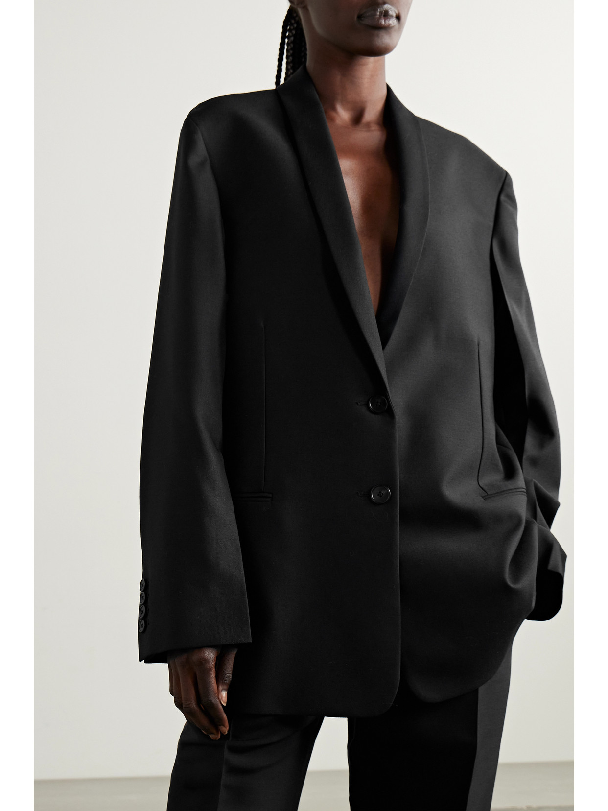 Shop The Row Cowal Cutout Wool And Mohair-blend Blazer In Black