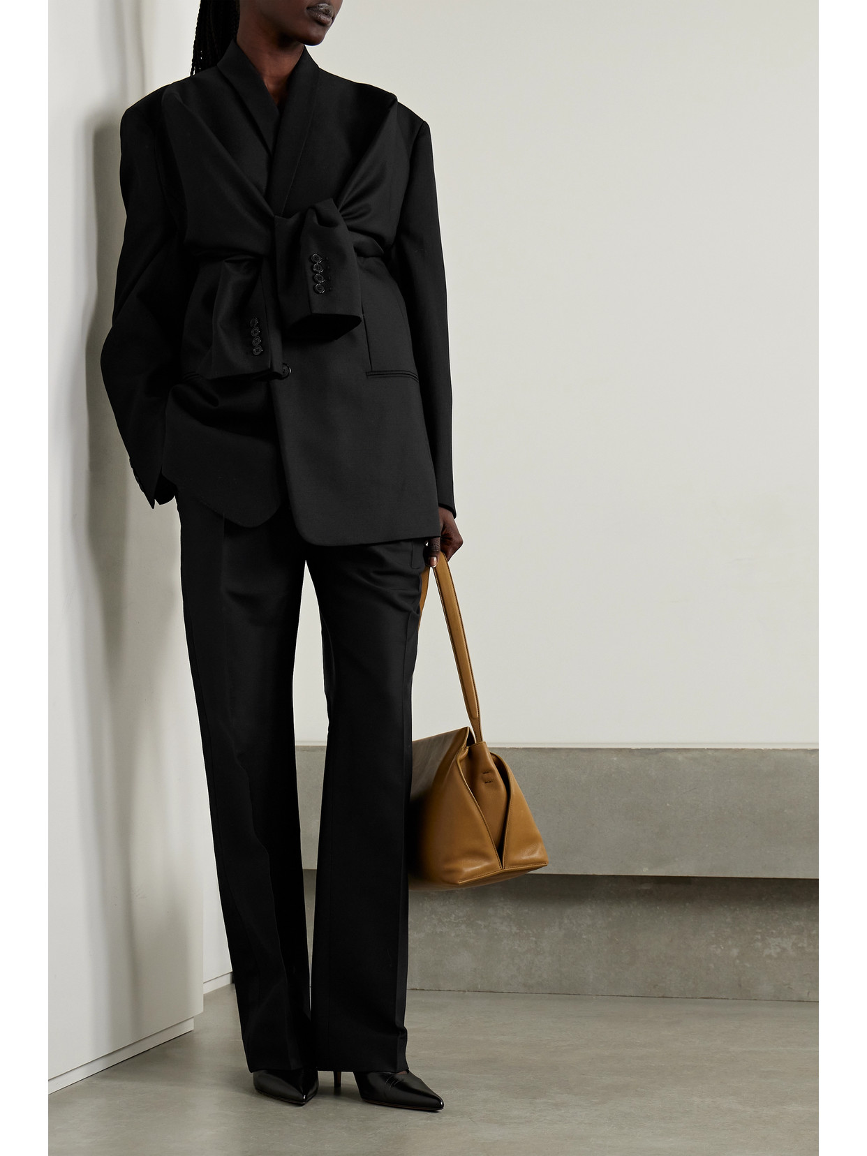 Shop The Row Cowal Cutout Wool And Mohair-blend Blazer In Black