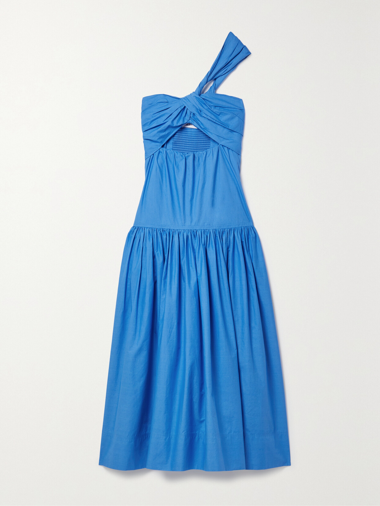 A.L.C AUBREY ONE-SHOULDER CUTOUT TIERED COTTON-POPLIN MIDI DRESS