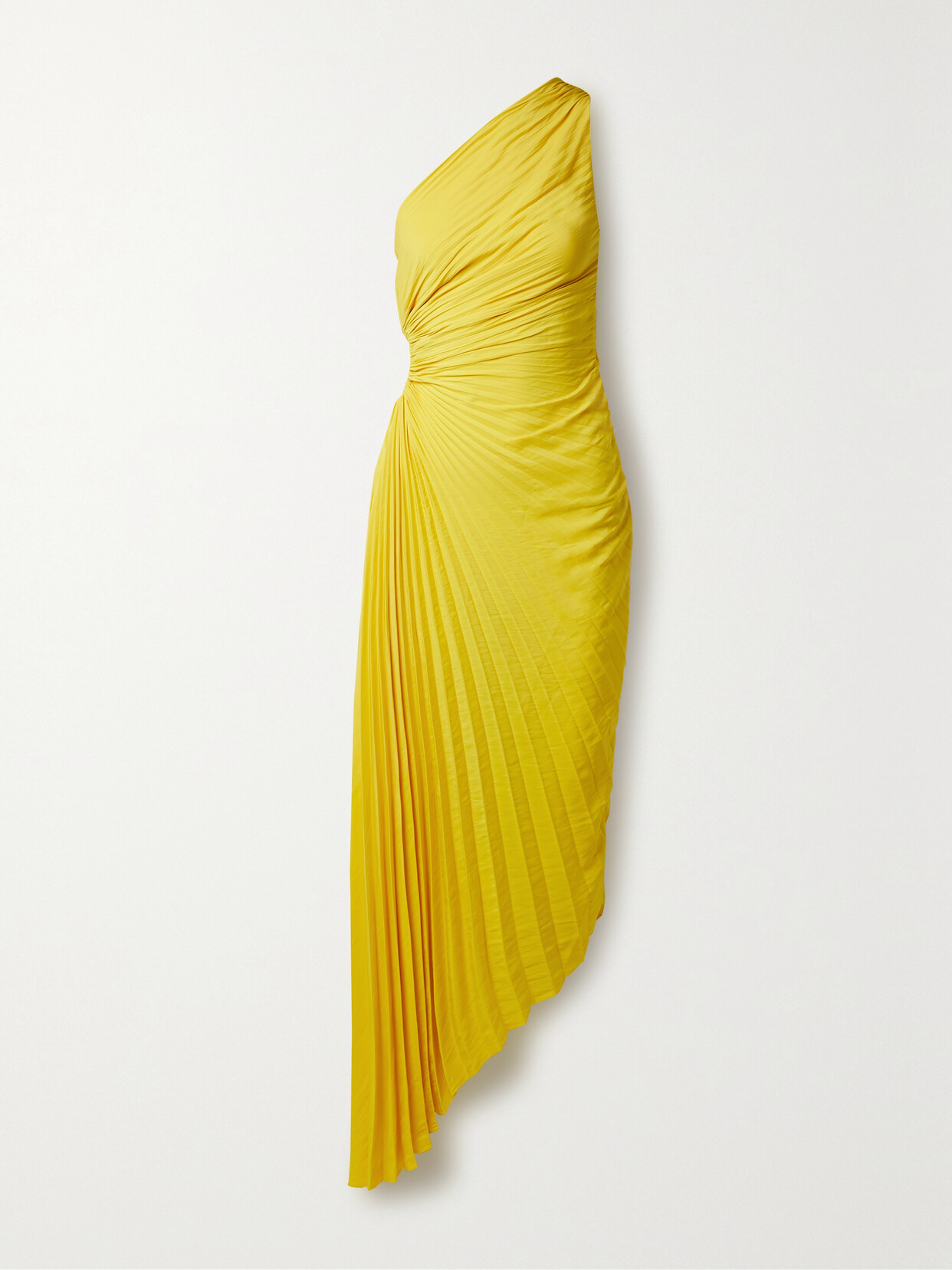 A.L.C. - Delfina Asymmetric One-shoulder Plissé-chiffon Midi Dress - Yellow