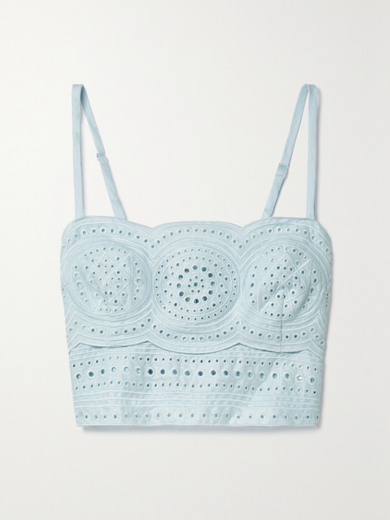 A.L.C. - Positano Cropped Broderie Anglaise Linen Top - Blue