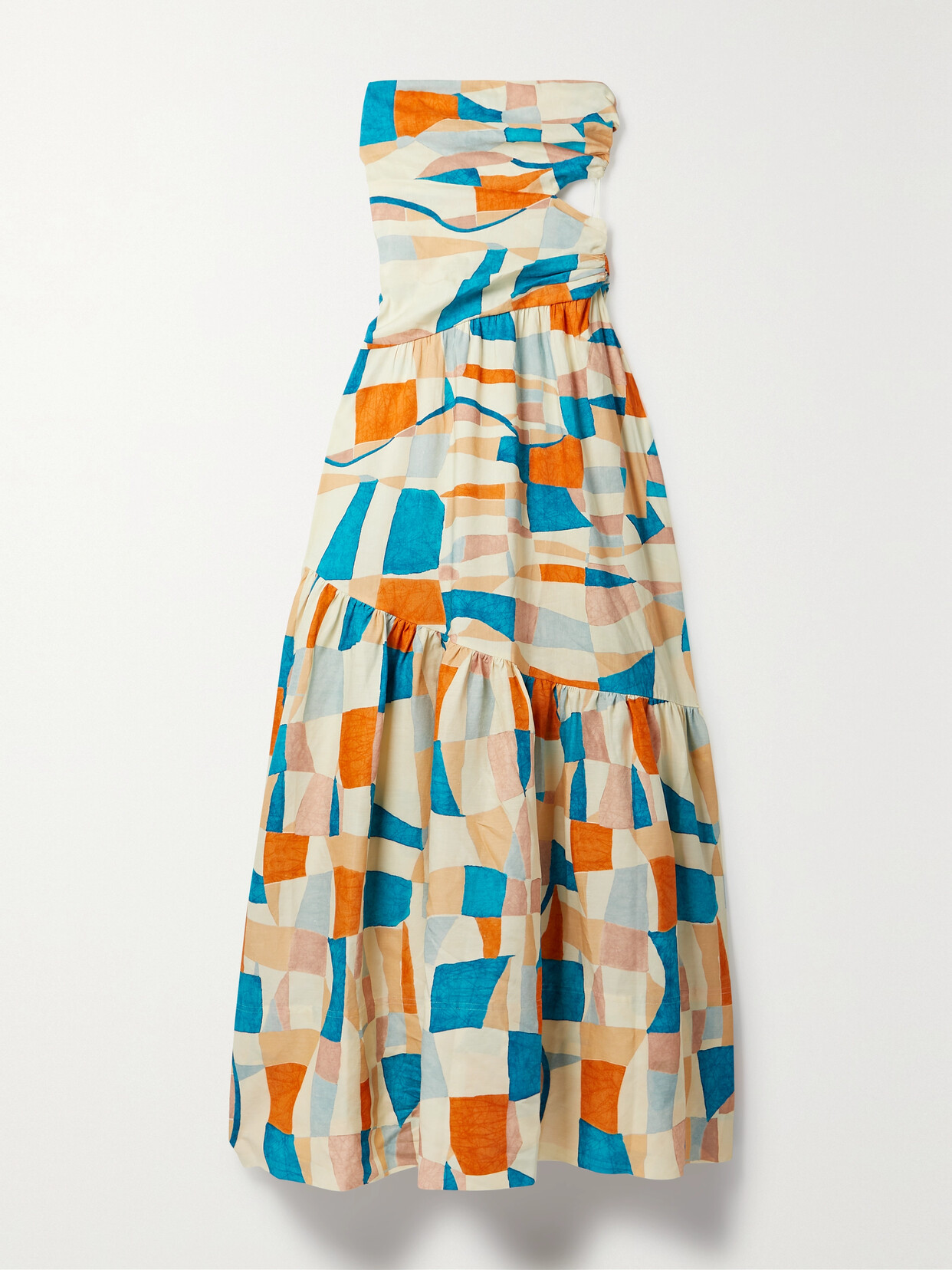 A.L.C. Lark Strapless Gathered Printed Linen-blend Poplin Maxi Dress - Multi