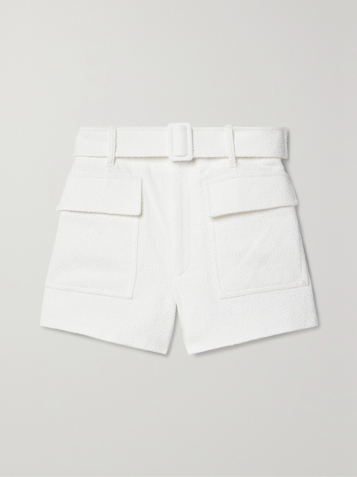 A.L.C. - Oakland Belted Cotton-blend Bouclé Shorts - White