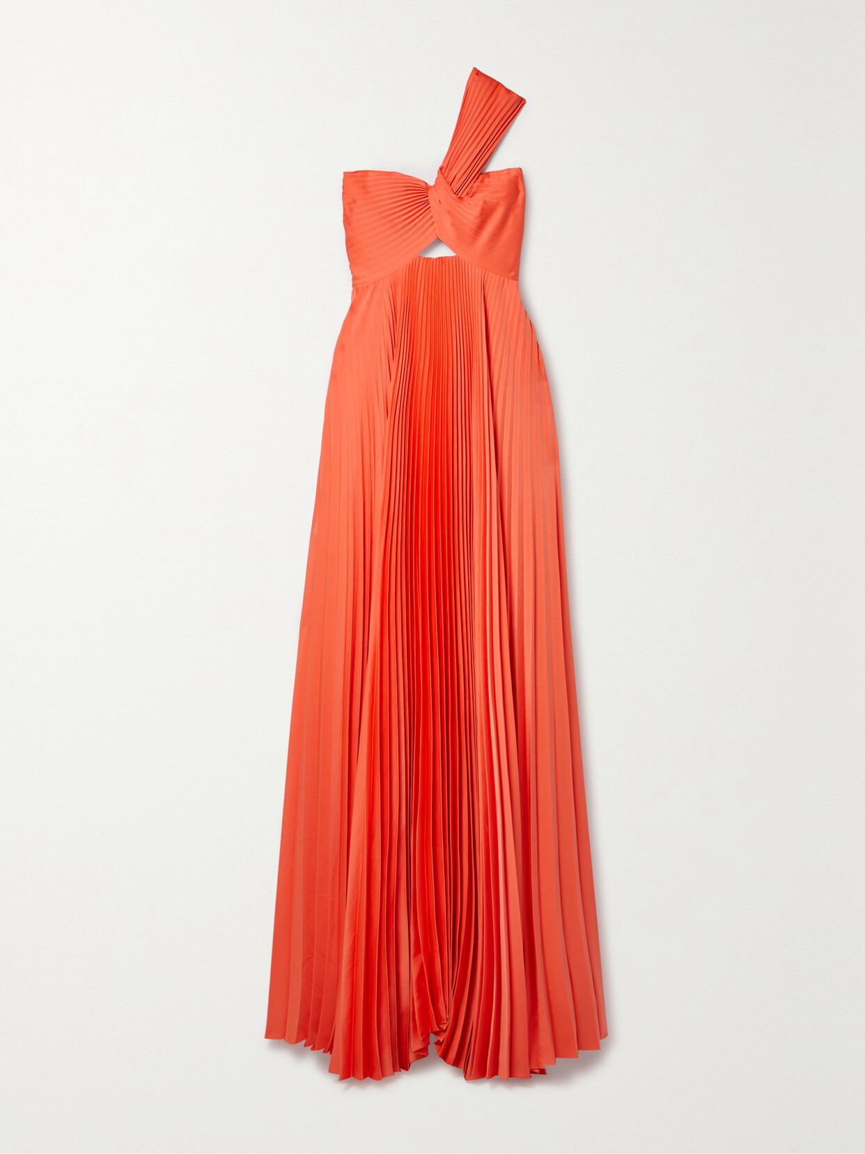 A.L.C. - Nessa One-shoulder Cutout Knotted Pleated Satin Gown - Orange