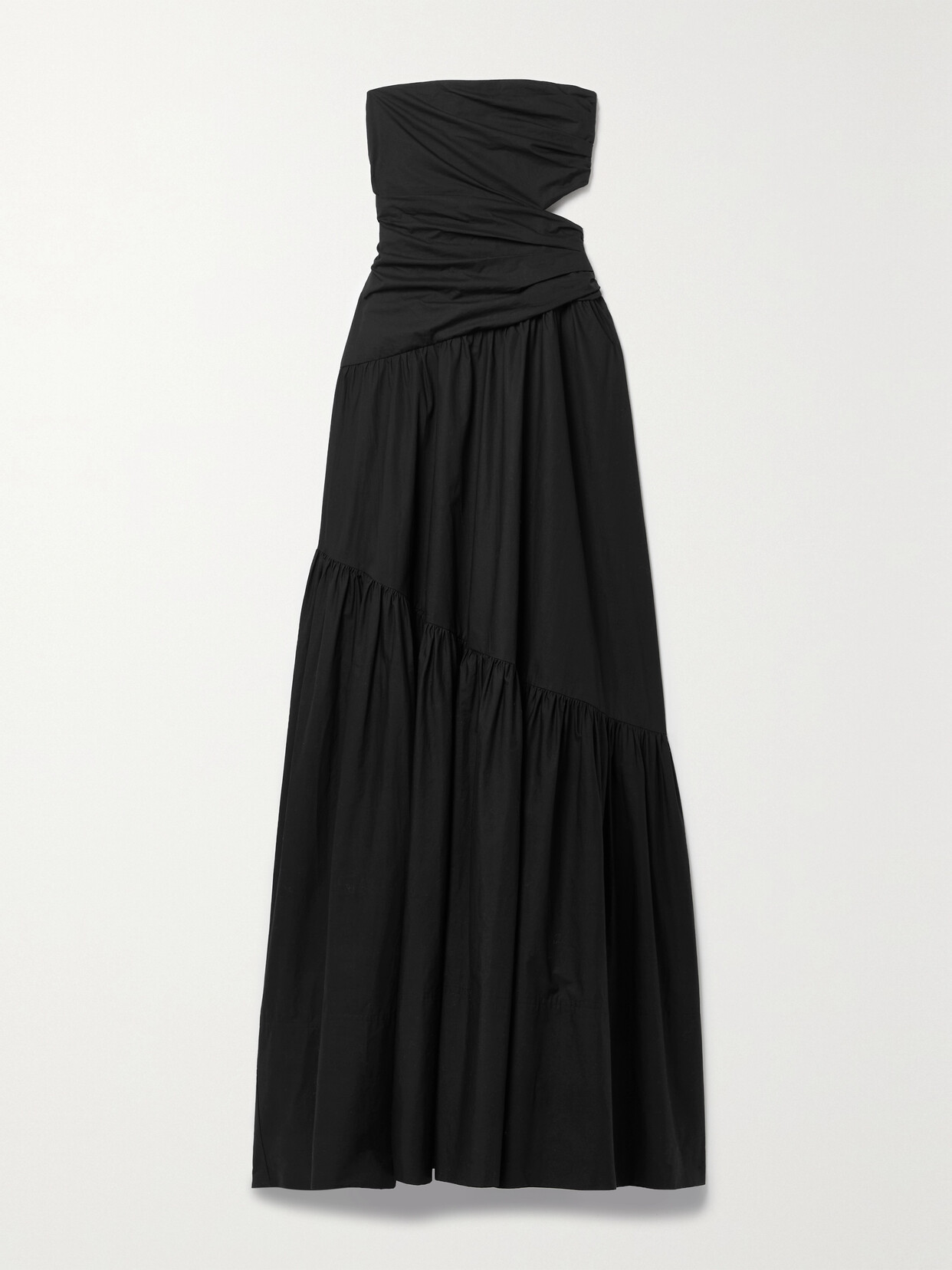 A.L.C LARK STRAPLESS GATHERED COTTON-POPLIN MAXI DRESS