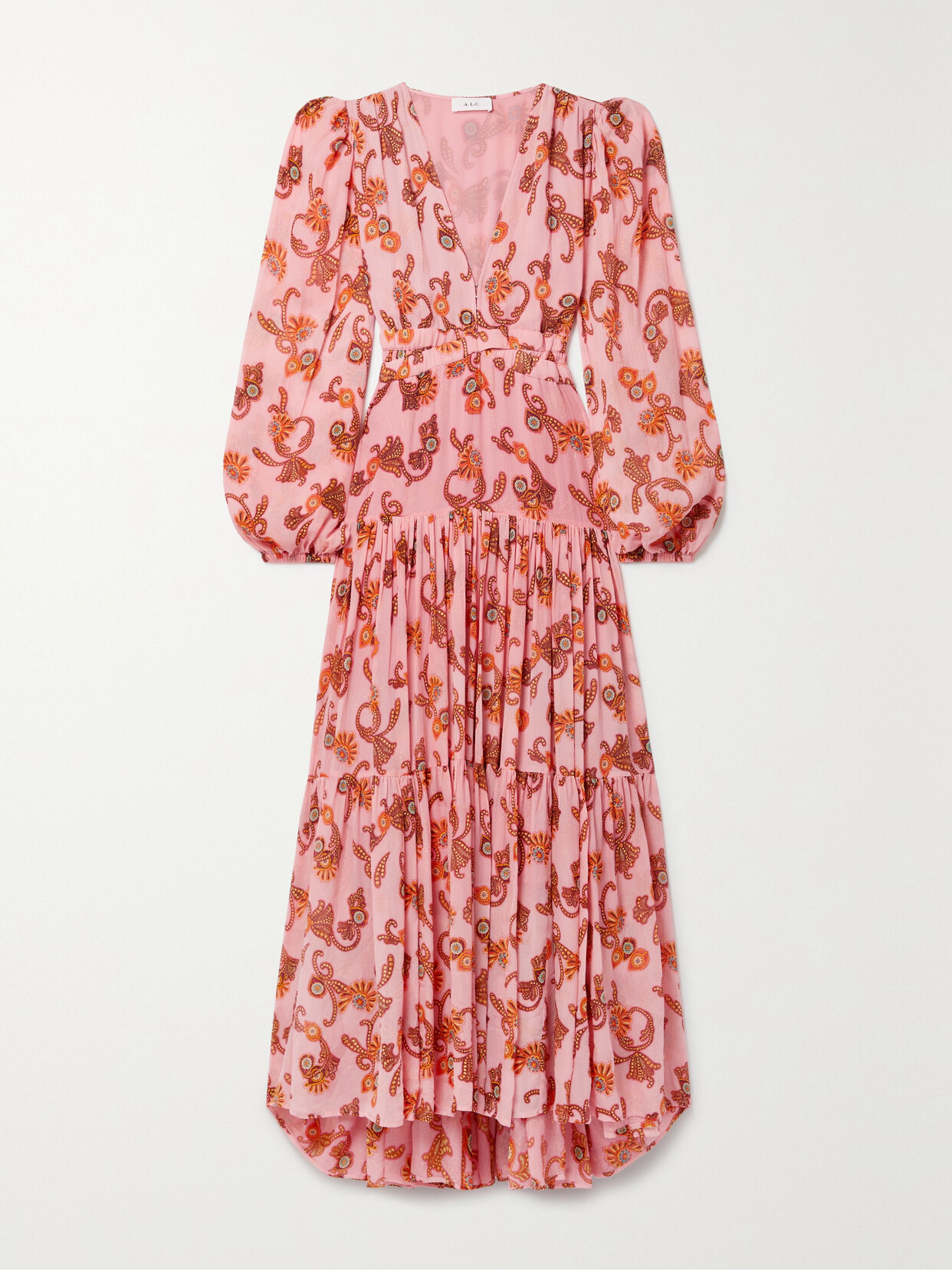 A.L.C. - Annie Tiered Printed Silk-crepon Maxi Dress - Multi