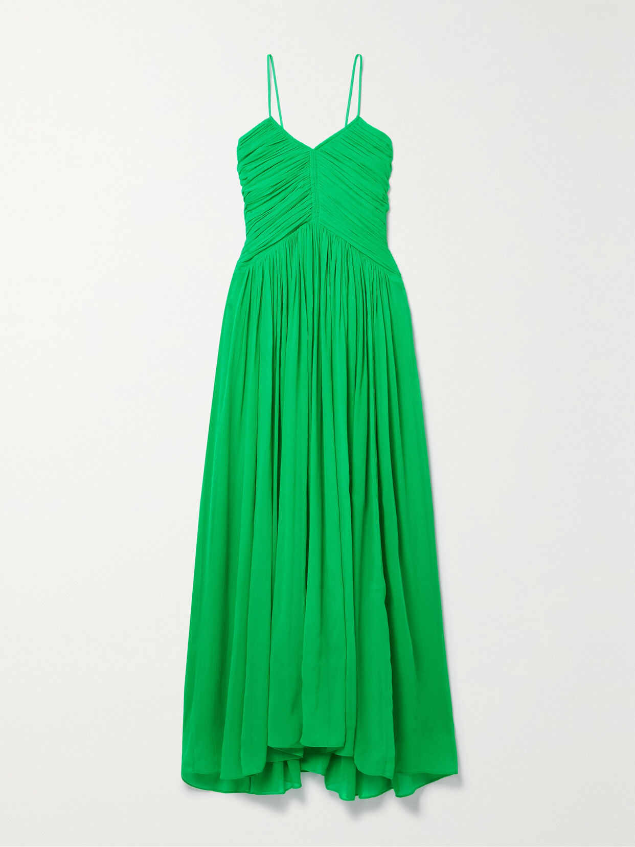 A.L.C RUMI RUCHED PLISSÉ SILK-CHIFFON MIDI DRESS