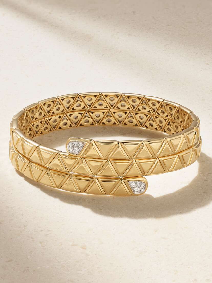 Marina B Triangolini Triple 18-karat Gold Diamond Bangle