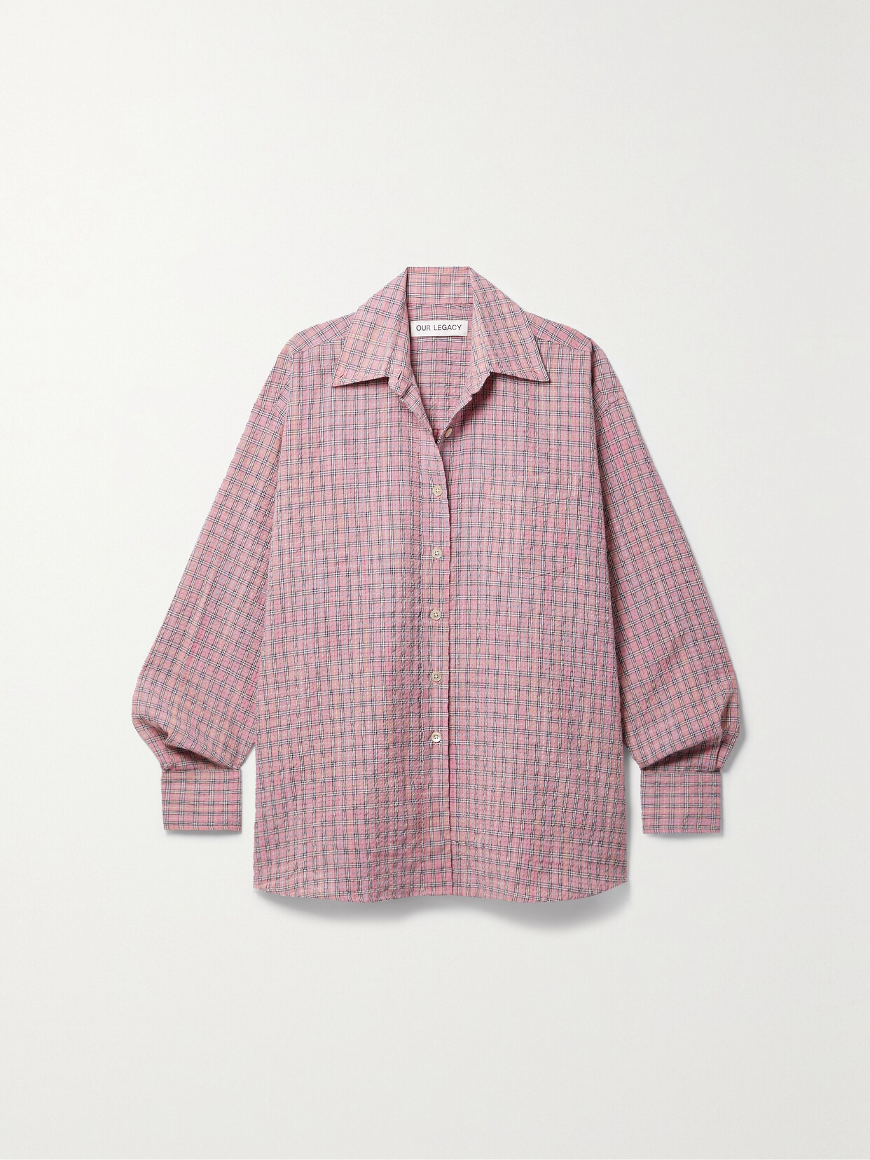 Our Legacy - Checked Seersucker Shirt - Pink