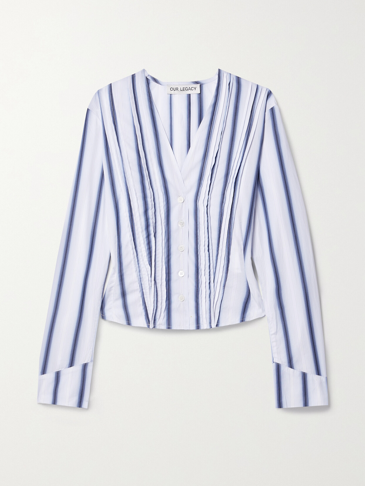 Our Legacy - Pintucked Striped Cotton-poplin Shirt - Blue