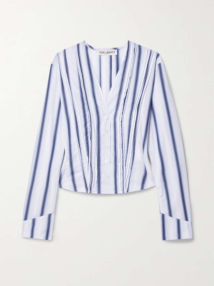 Our Legacy Pintucked Striped Cotton-poplin Shirt