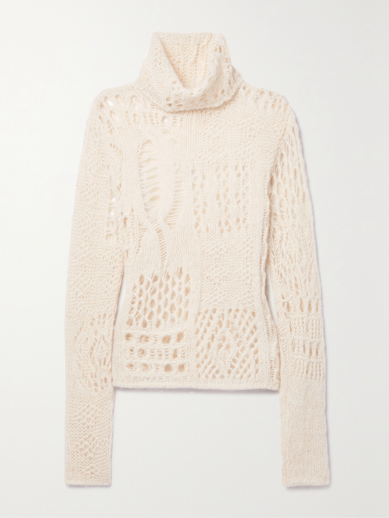 Our Legacy Open-knit Alpaca And Wool-blend Turtleneck Sweater In Ecru