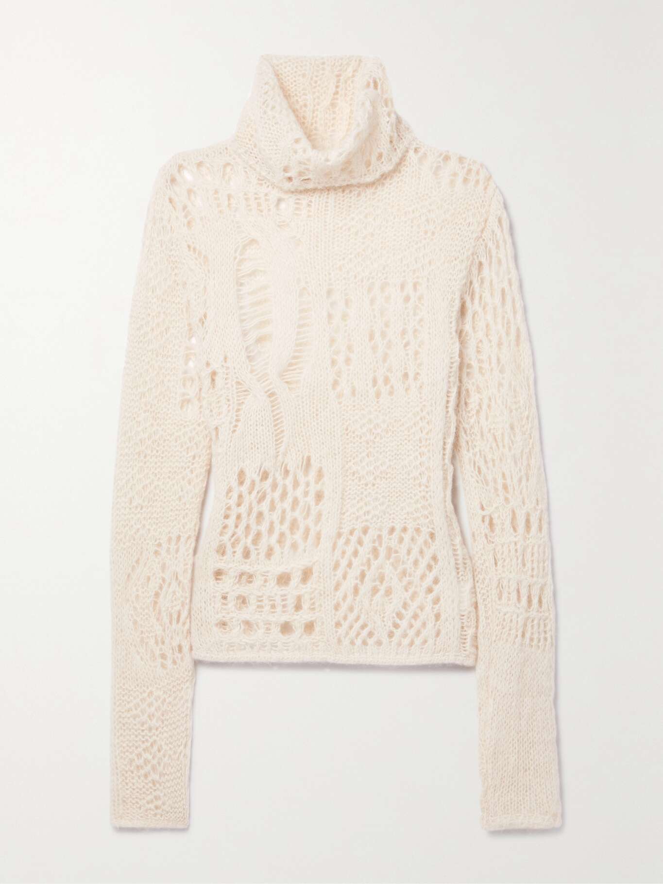 Two-tone wool and alpaca turtle-neck sweater