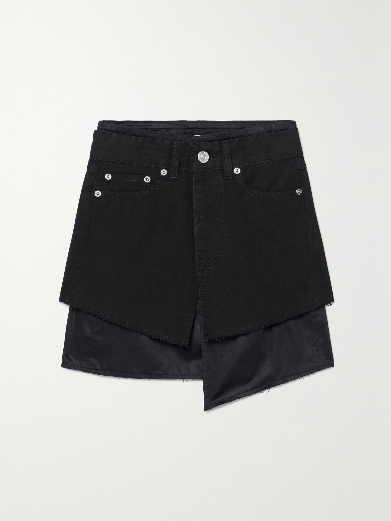 Our Legacy Layered Tencel™ Lyocell And Denim Mini Skirt In Black