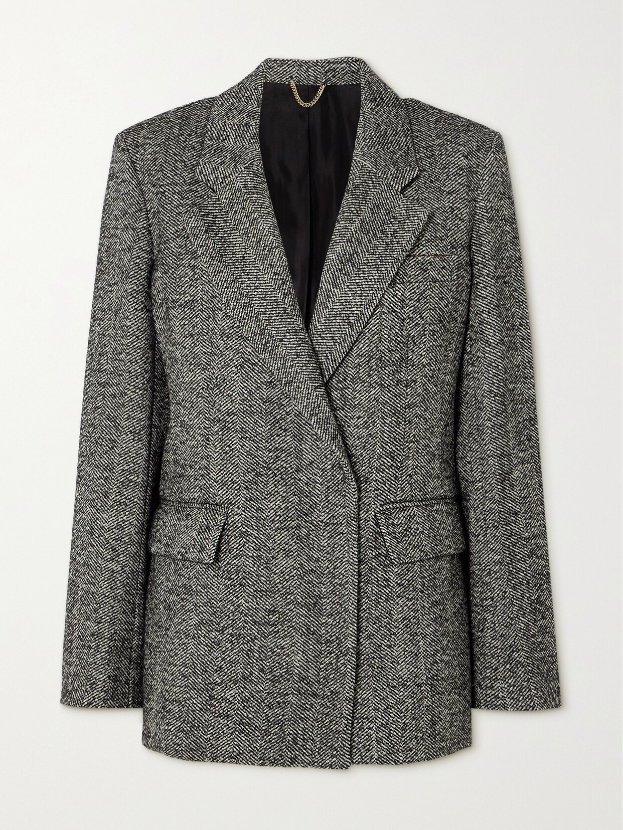 Victoria Beckham Double-breasted Herringbone Wool-blend Tweed Blazer