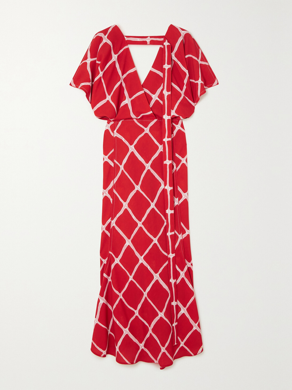 Victoria Beckham Cutout Printed Crepe De Chine Maxi Dress - Red