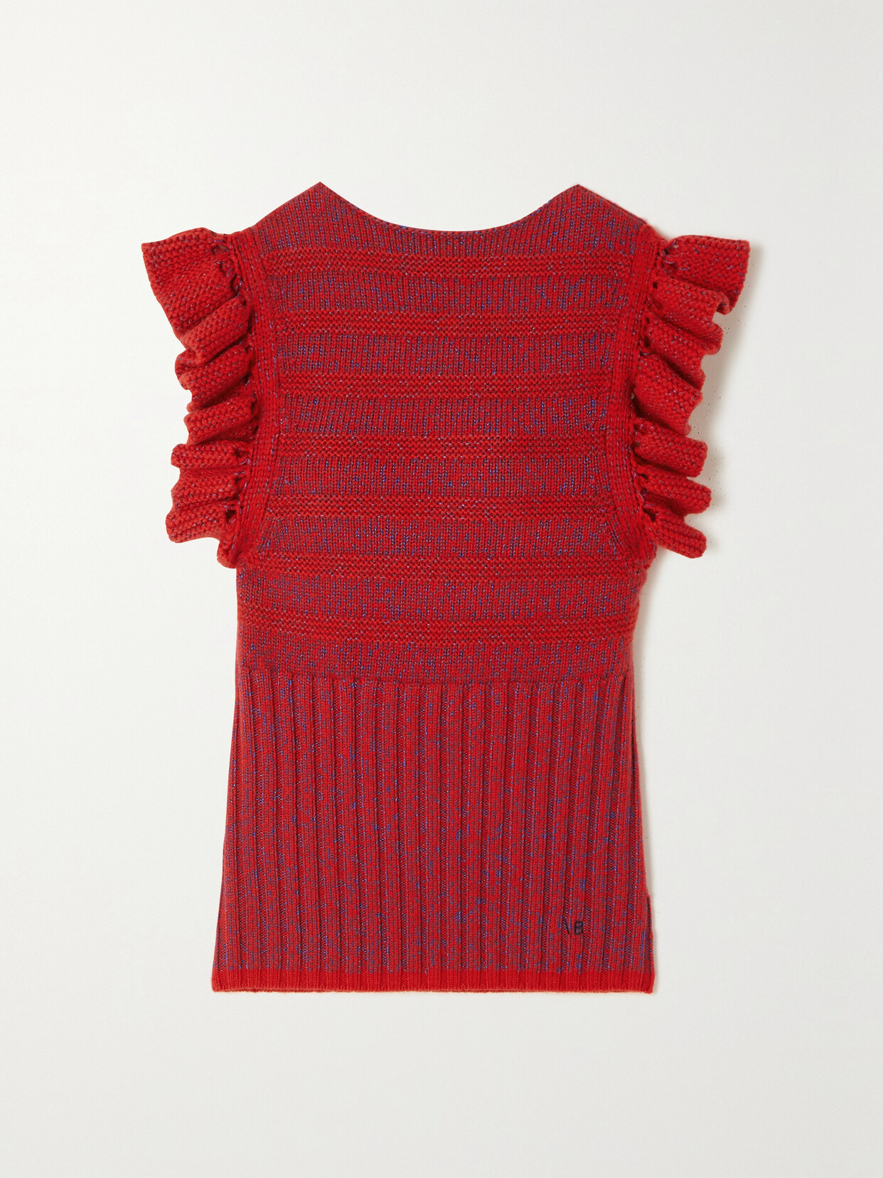 Victoria Beckham Ruffled Ribbed Wool-blend Tank - Red