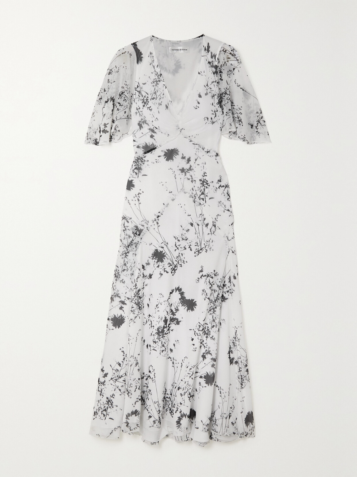 Victoria Beckham Floral print Chiffon Midi Dress White