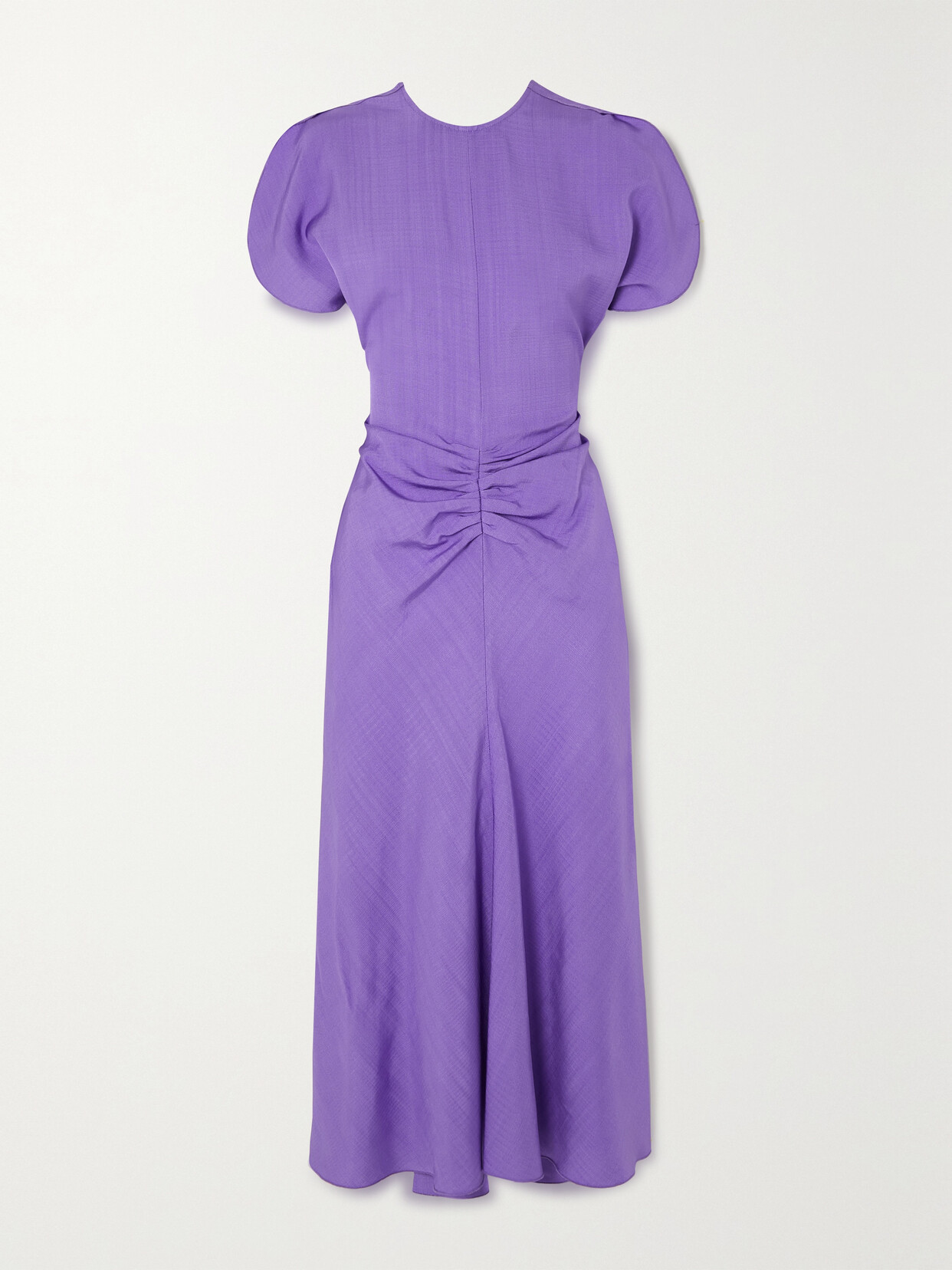 Victoria Beckham - Gathered Woven Midi Dress - Purple