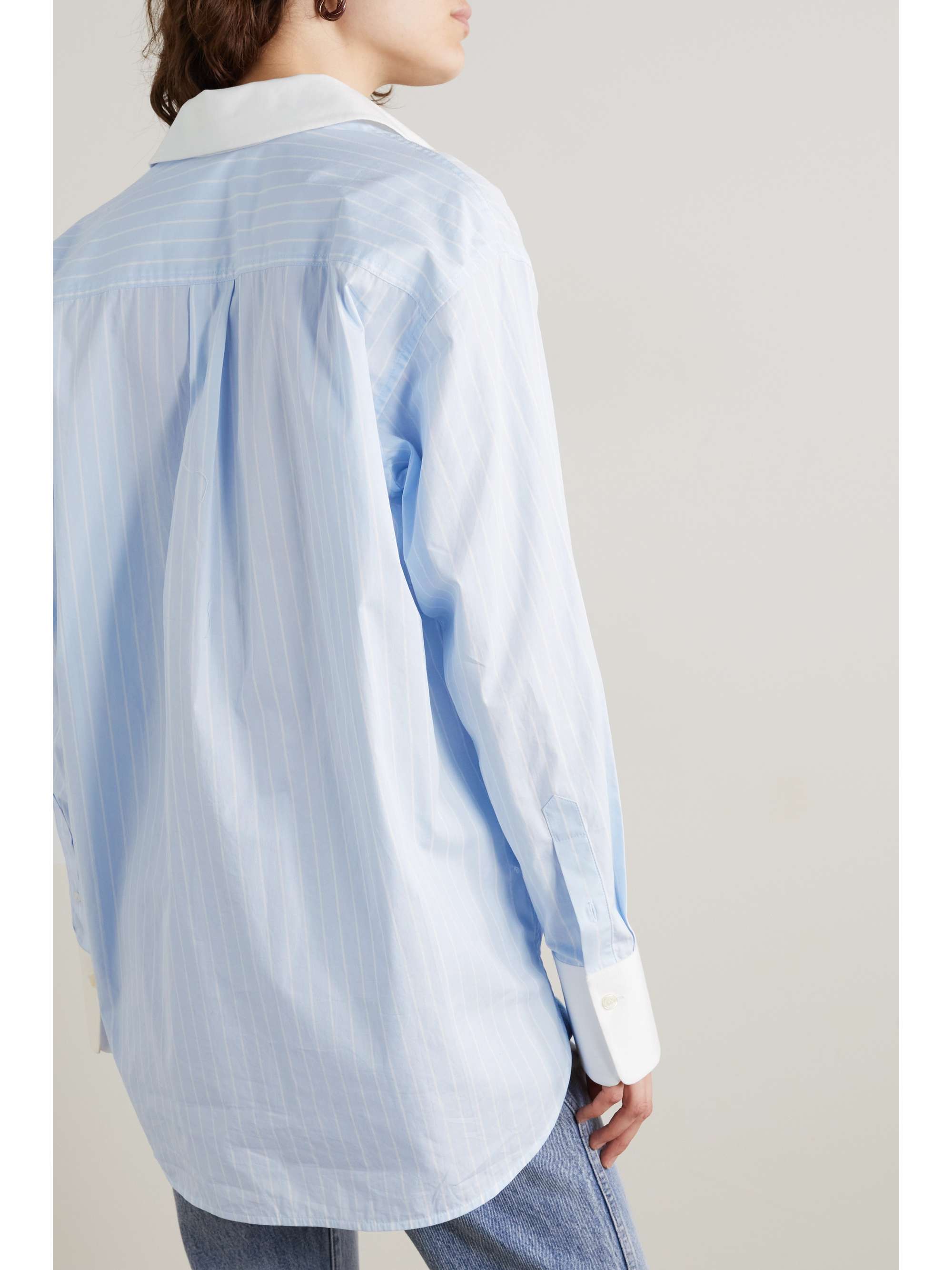 VICTORIA BECKHAM Oversized striped organic cotton-poplin shirt