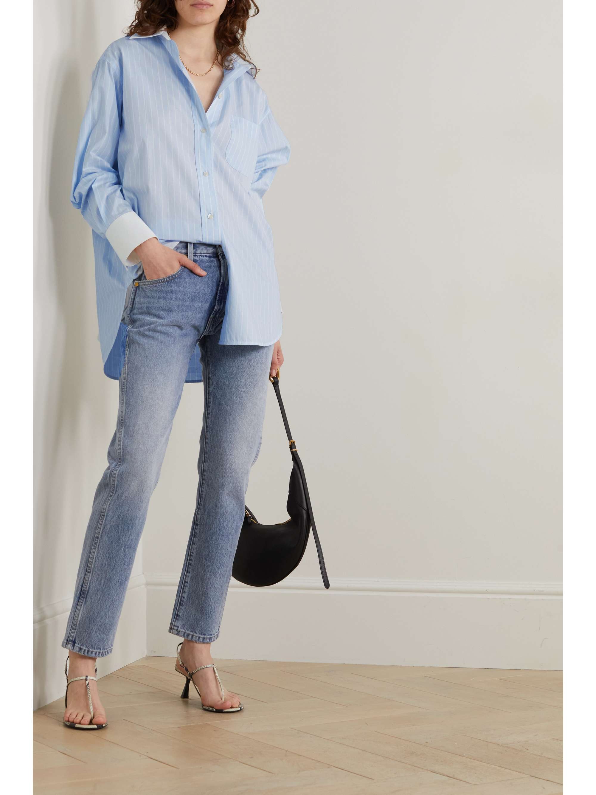 VICTORIA BECKHAM Oversized striped organic cotton-poplin shirt