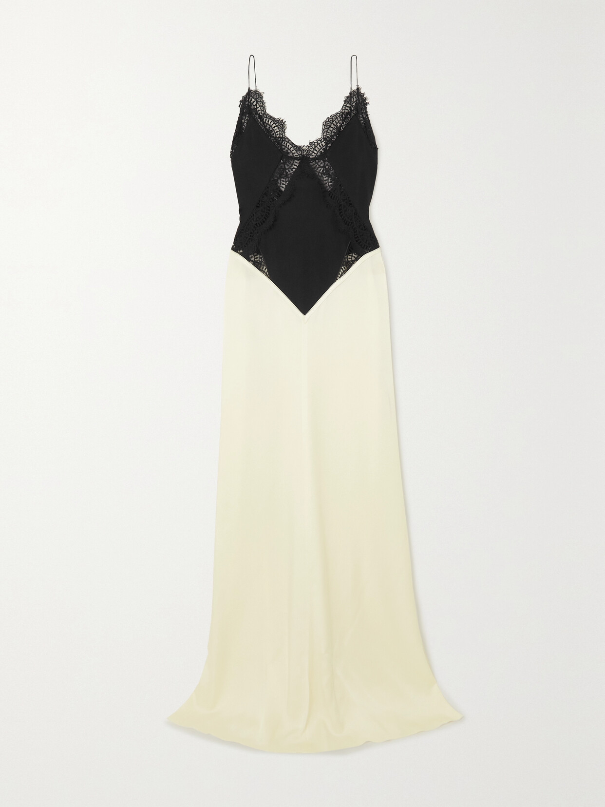 Victoria Beckham Duchesse-satin And Lace-trimmed Jersey Maxi Dress - Ivory