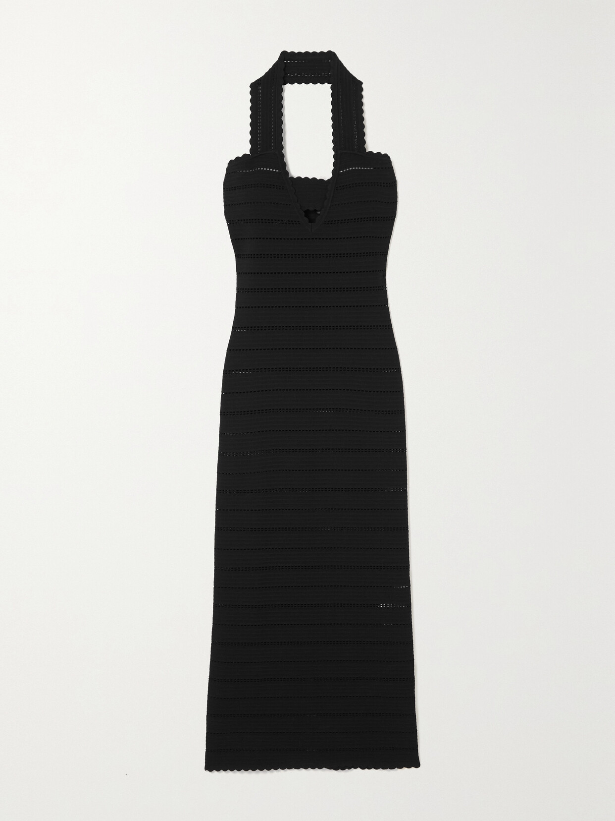 Victoria Beckham - Pointelle-knit Halterneck Midi Dress - Black