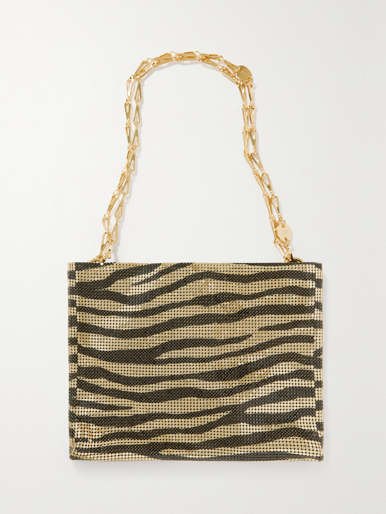 Rabanne - Pixel Tiger-print Chainmail Shoulder Bag - Gold