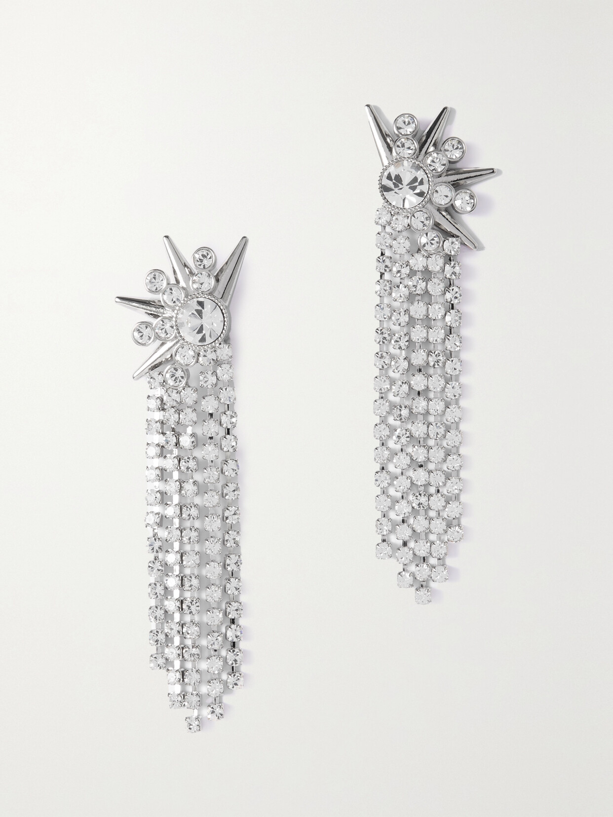 Rabanne Crystal-embellished Silver-tone Clip Earrings - One size