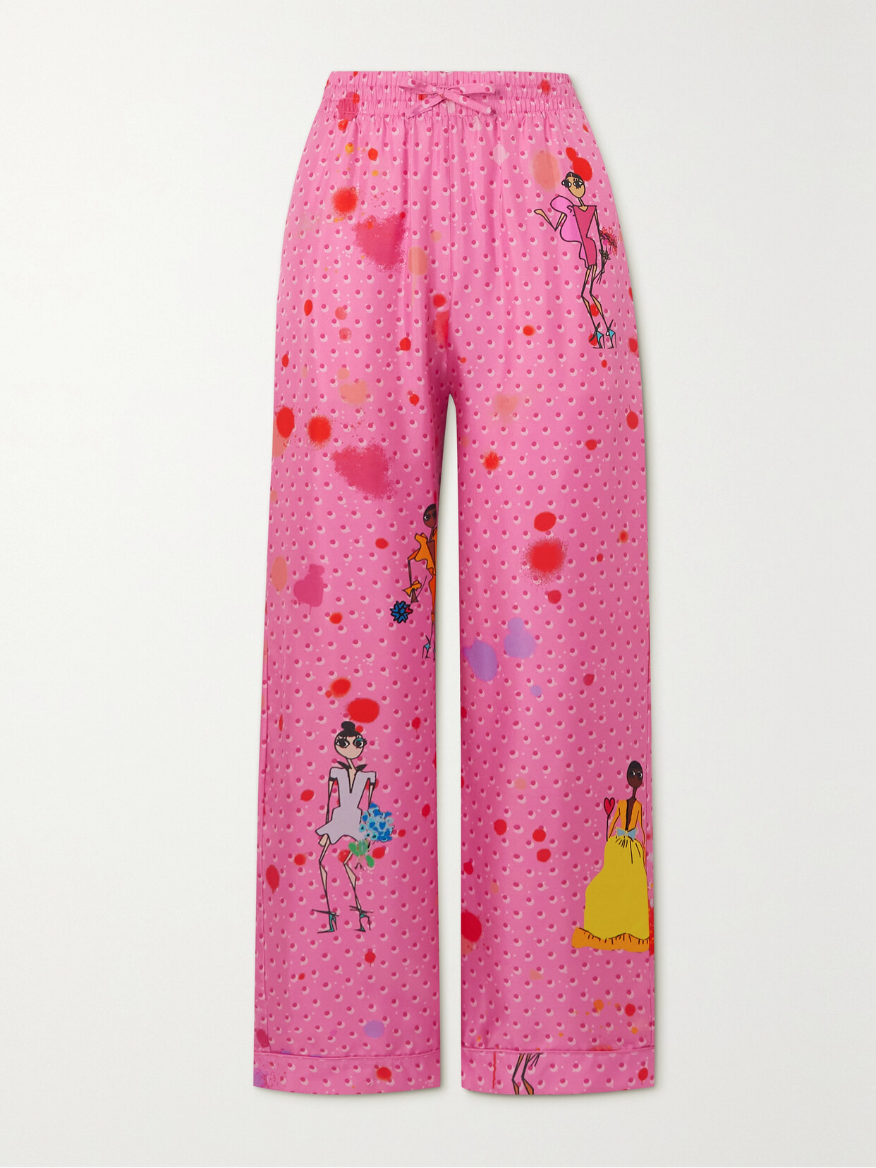 AZ Factory - Printed Silk-twill Straight-leg Pants - Pink