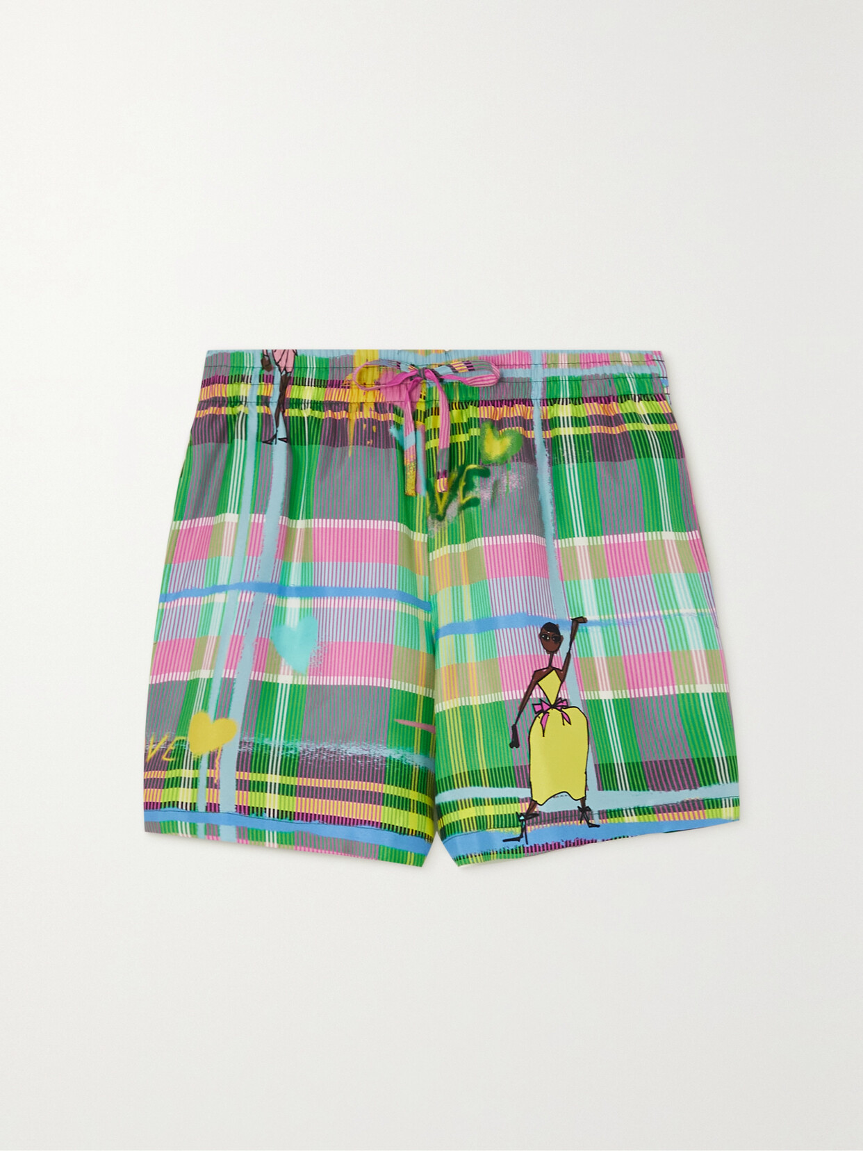 AZ Factory Chromatic Love Printed Silk Shorts - Green