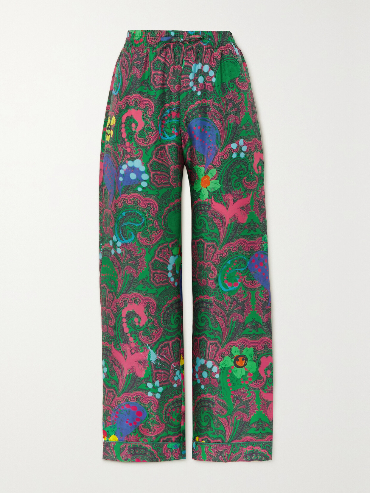 AZ Factory - Printed Silk-twill Straight-leg Pants - Gray