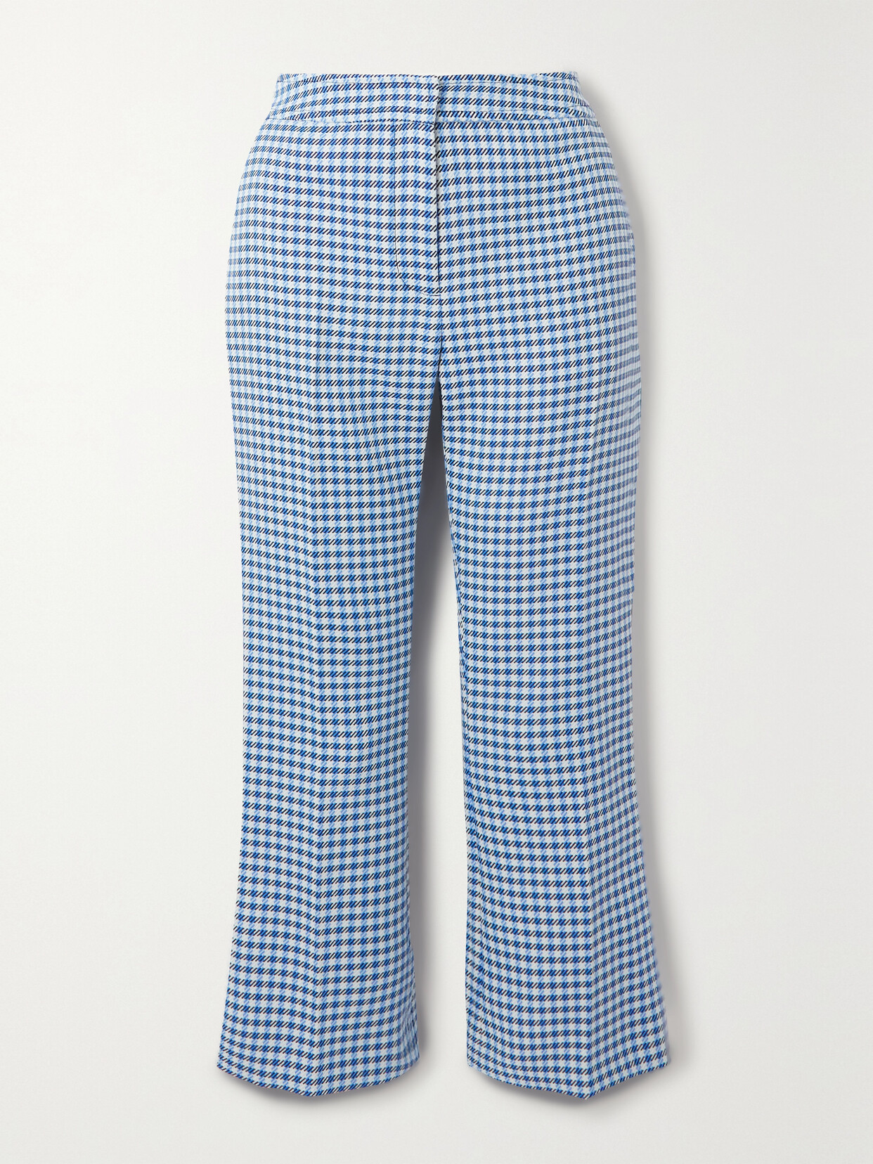 Marni Plaid Stiched Crop Flared Pants In Deepblue