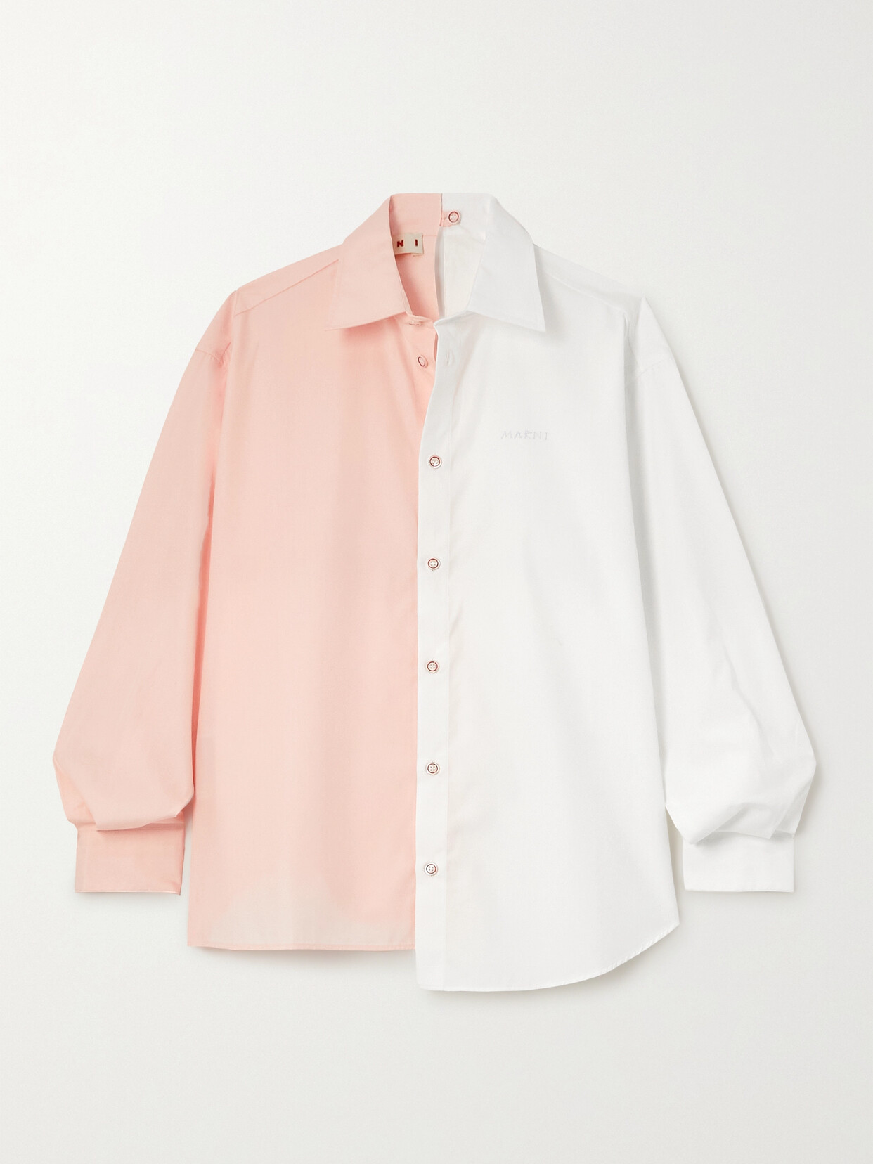 Marni Asymmetric Two-tone Cotton-poplin Shirt - Pink