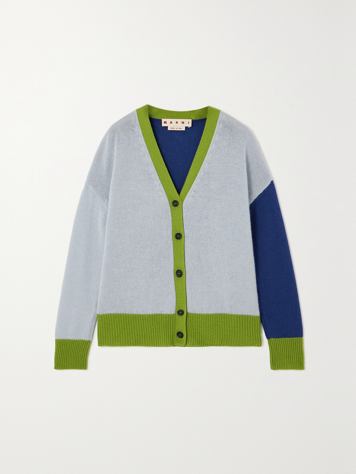 MARNI COLOR-BLOCK CASHMERE CARDIGAN