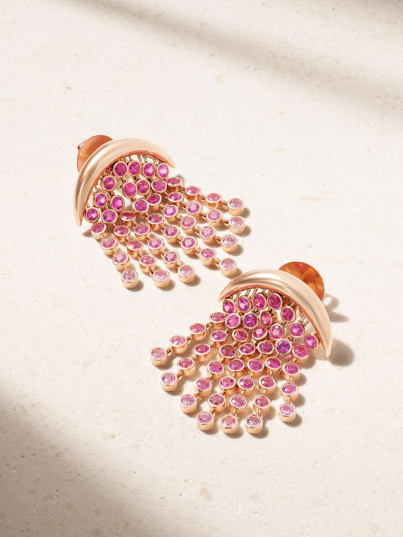 Emily P. Wheeler + Net Sustain Fringe 18-karat Recycled Rose Gold Sapphire Earrings